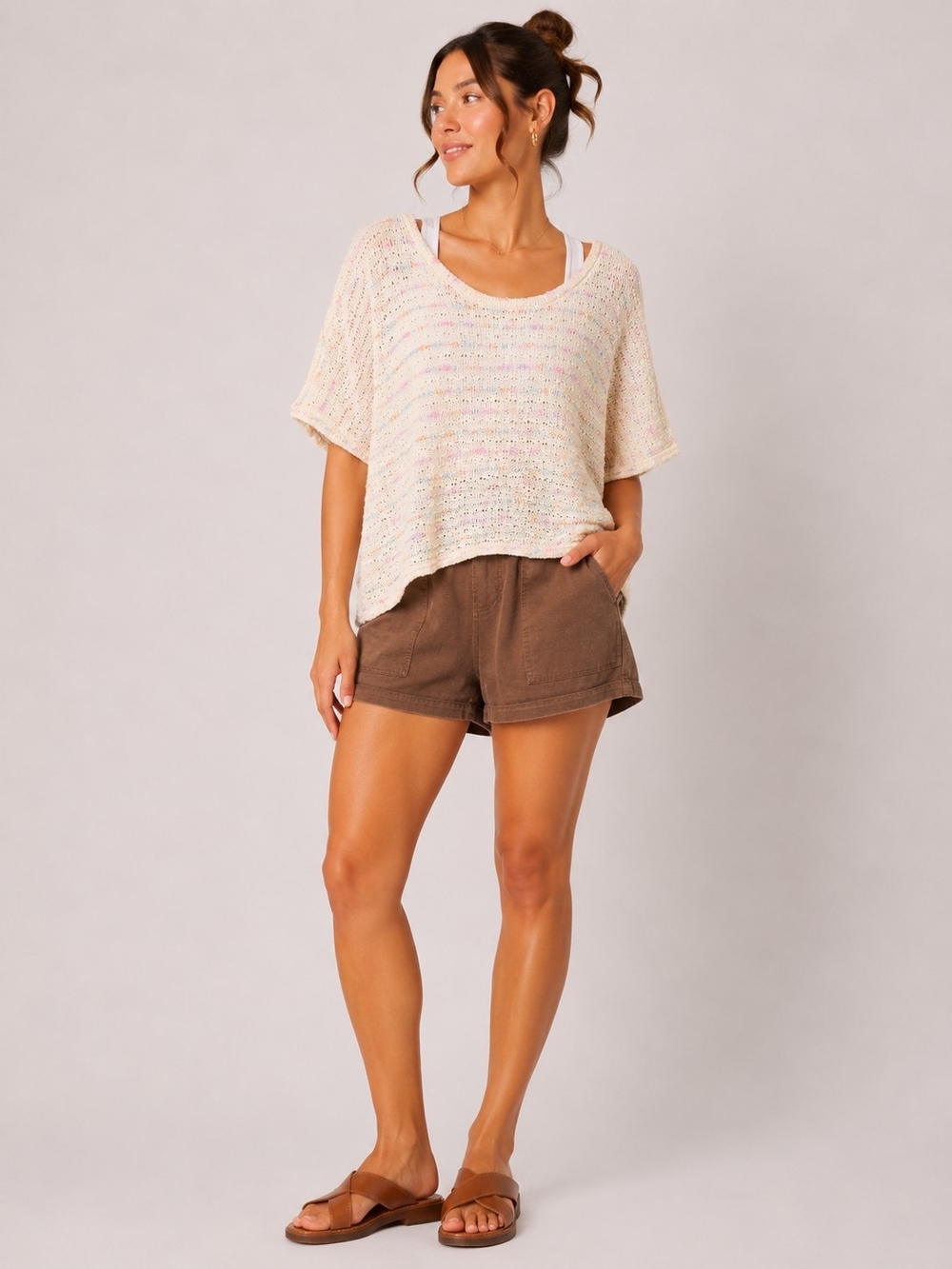 Bibi Tan Lightweight Knit Sweater Oversized